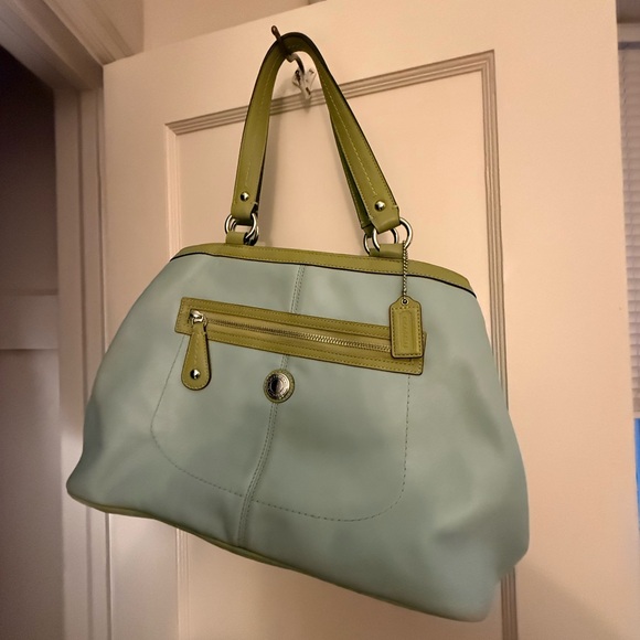 Coach Seafoam Green and Lime Bag - Picture 1 of 4